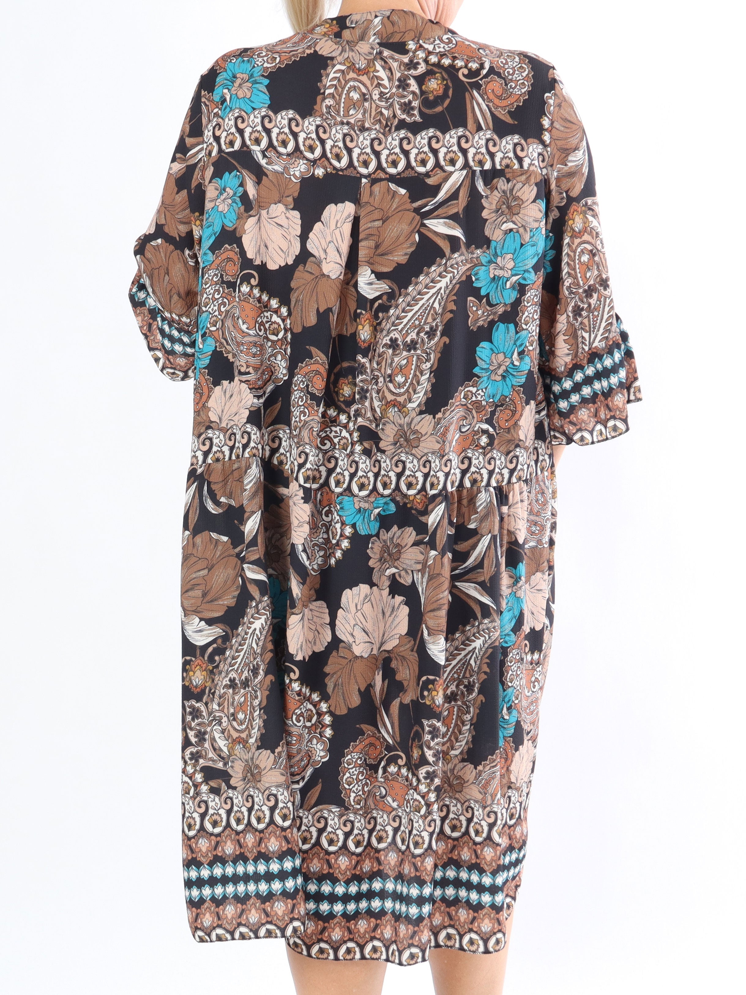 Mie - Plus size klänning i mönster med knappar på bröstet - Army